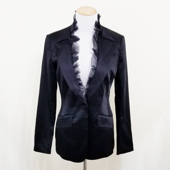 White House Black Market Jackets & Blazers - White House Black Market satin tuxedo jacket ruffl